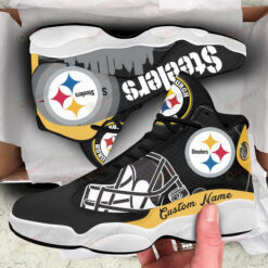 Custom Name Pittsburgh Steelers Air Jordan 13 Shoes Sneakers In Yellow And Black