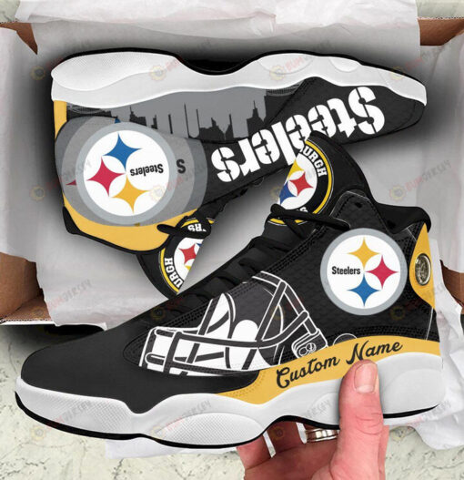 Custom Name Pittsburgh Steelers Air Jordan 13 Shoes Sneakers In Yellow And Black