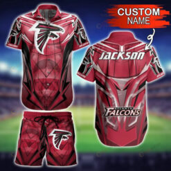Custom Name Red Atlanta Falcons 3D Printed Hawaiian Shirt