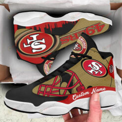 Custom Name San Francisco 49Ers Air Jordan 13 Shoes Sneakers In Red And Brown