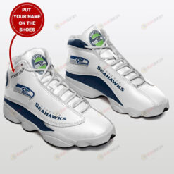 Custom Name Seattle Seahawks In Blue And White Air Jordan 13 Shoes Sneakers