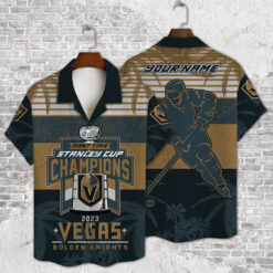 Custom Name Vegas Golden Knights NHL Champions Pattern Hawaiian Shirt