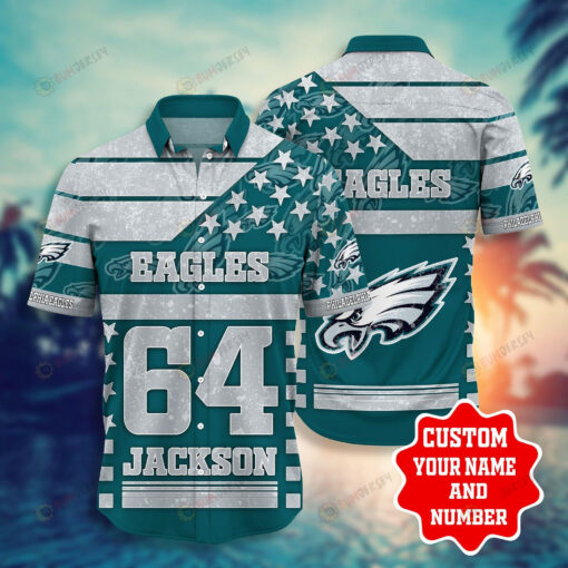 Custom Name and Number Philadelphia Eagless Star Hawaiian Shirt