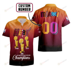Custom Number Miami Heat Nations Basketball Champions Print Hawaiian Shirt