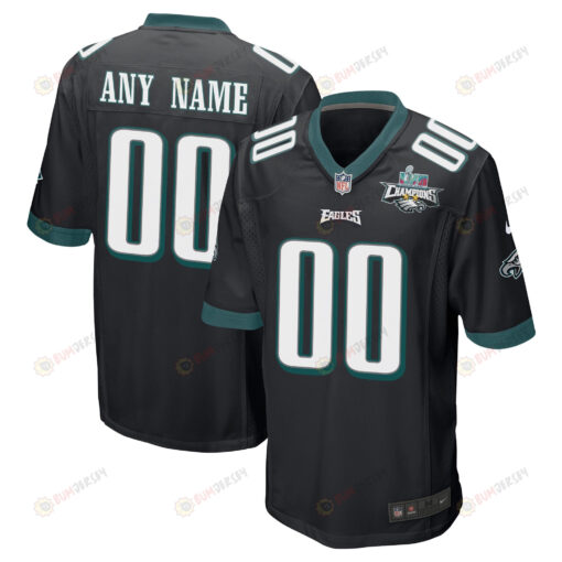 Custom Philadelphia Eagles Super Bowl LVII Champions 2 Stars Men's Jersey - Black