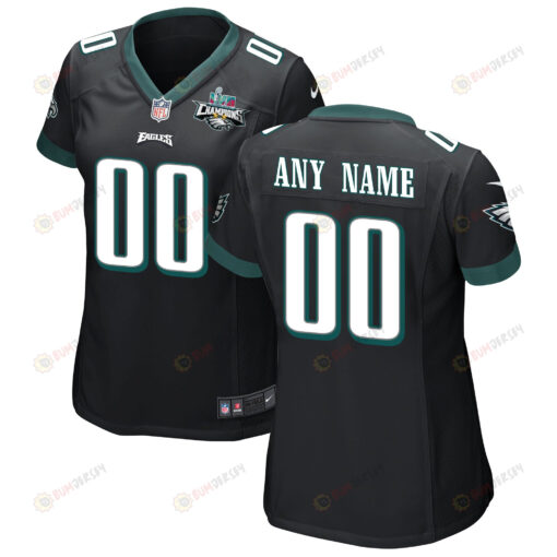 Custom Philadelphia Eagles Super Bowl LVII Champions 2 Stars WoMen's Jersey - Black