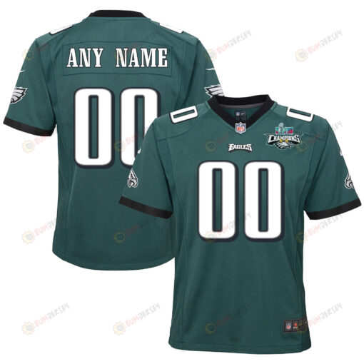 Custom Philadelphia Eagles Super Bowl LVII Champions 2 Stars Youth Jersey - Midnight Green