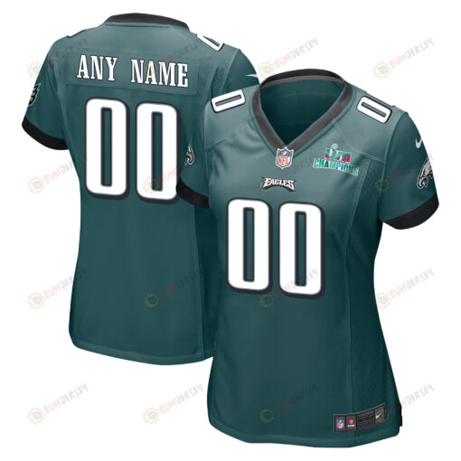 Custom Philadelphia Eagles Super Bowl LVII Champions WoMen's Jersey - Midnight Green