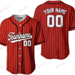 Custom Red White Pinstripe Black White Baseball Jersey