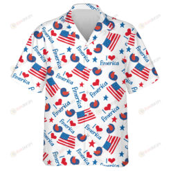 Cute Birds Holding American Flag With Text I Love America Hawaiian Shirt