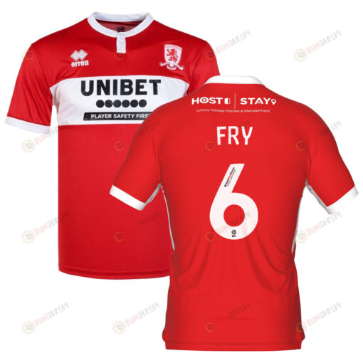 Dael Fry 6 Middlesbrough 2022-23 Home Jersey - Red/White