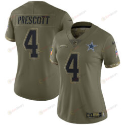 Dak Prescott Dallas Cowboys Women's 2022 Salute To Service Limited Jersey - Olive