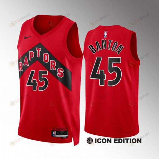 Dalano Banton 45 2022-23 Toronto Raptors Red Icon Edition Jersey Swingman