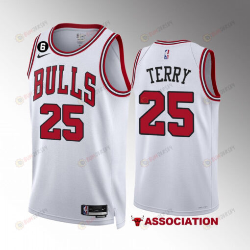 Dalen Terry 25 Chicago Bulls White Men Jersey 2022-23 Association Edition NO.6 Patch