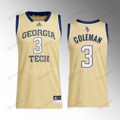 Dallan Coleman 3 Georgia Tech Yellow Jackets Beige Jersey 2022-23 Swingman Basketball