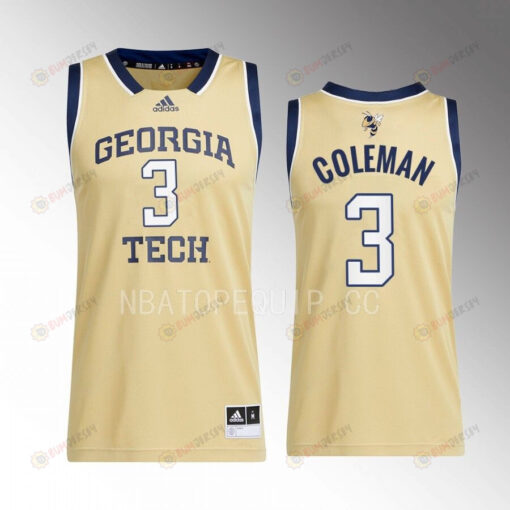 Dallan Coleman 3 Georgia Tech Yellow Jackets Beige Jersey 2022-23 Swingman Basketball