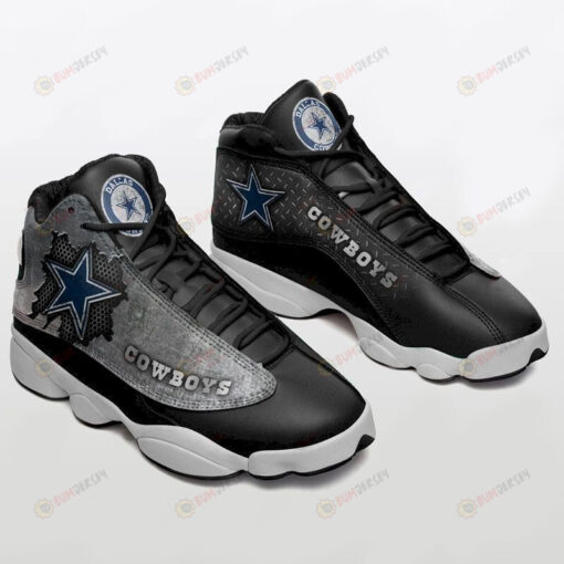 Dallas Cowboy Logo Pattern Air Jordan 13 Shoes Sneakers In Black