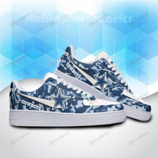 Dallas Cowboys Air Force 1 Sneaker Shoe In Camo Pattern