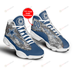 Dallas Cowboys Air Jordan 13 Custom Sneaker Shoes In Gray Pixel And Blue