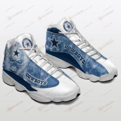 Dallas Cowboys Air Jordan 13 Shoes Sneakers In White And Blue