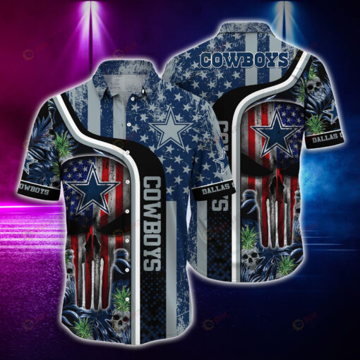 Dallas Cowboys American Flag And Skull ??Hawaiian Shirt