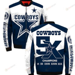 Dallas Cowboys Big Star Pattern Bomber Jacket - Blue/ White