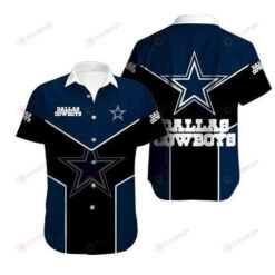 Dallas Cowboys Blue Black Pattern Curved Hawaiian Shirt