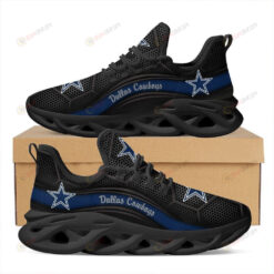 Dallas Cowboys Blue Wavy Stripe 3D Max Soul Sneaker Shoes In Black