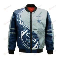 Dallas Cowboys Bomber Jacket 3D Printed Flame Ball Pattern