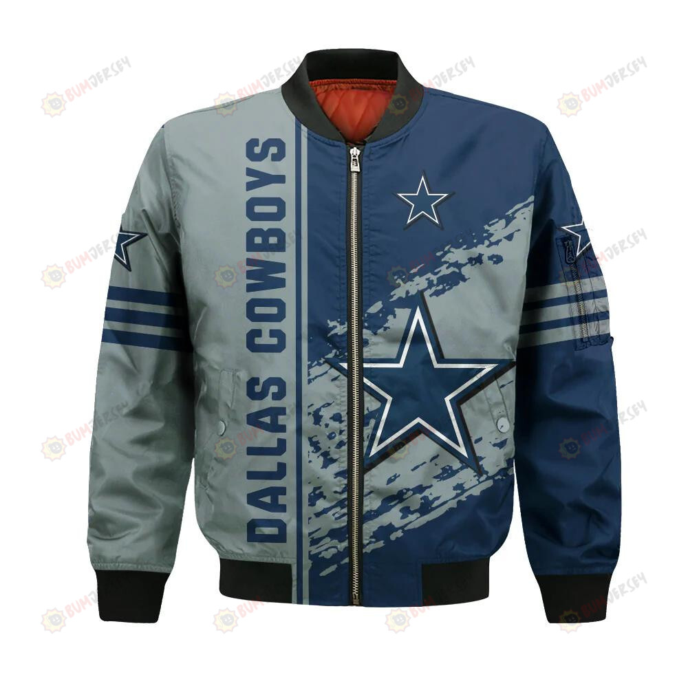 Dallas Cowboys Bomber Jacket 3D Printed Logo Pattern In Team Colours
