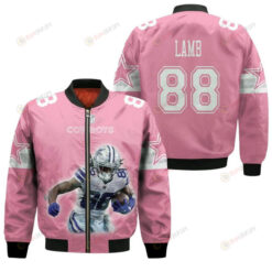 Dallas Cowboys CeeDee Lamb Pattern Bomber Jacket - Pink