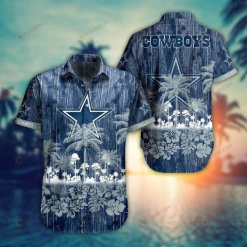 Dallas Cowboys Coconut And Flower Curved Hawaiian Shirt In Blue