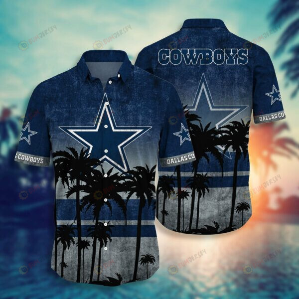 Dallas Cowboys Coconut Tree And Star Pattern ??3D Printed Hawaiian Shirt