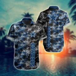Dallas Cowboys Coconut Tree Black And Blue Curved Hawaiian Shirt