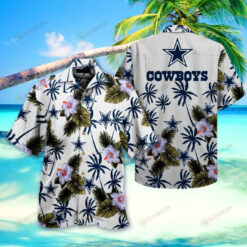 Dallas Cowboys Coconut Tree Floral And Star Pattern ??3D Printed Hawaiian Shirt