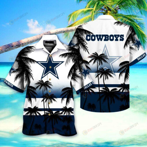 Dallas Cowboys Coconut Tree On White And Blue Hawaiian Shirt