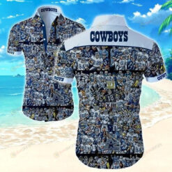 Dallas Cowboys Crowded Player Pattern Curved Hawaiian Shirt