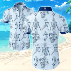 Dallas Cowboys Curved Hawaiian Shirt In White And Blue