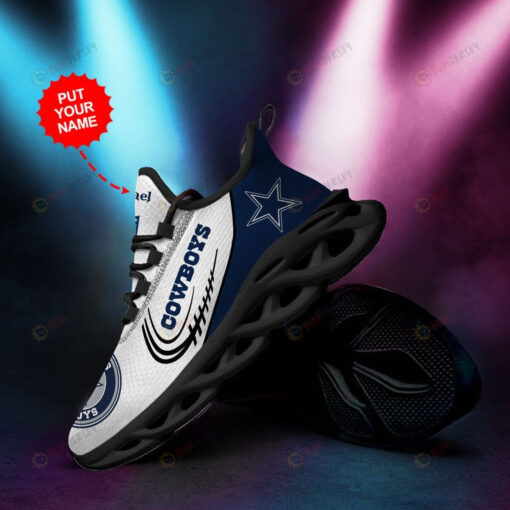 Dallas Cowboys Custom Name 3D Max Soul Sneaker Shoes In Blue White