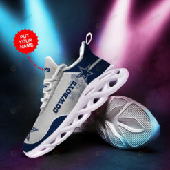 Dallas Cowboys Custom Name Gray Blue 3D Max Soul Sneaker Shoes