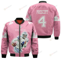 Dallas Cowboys Dak Prescott Pattern Bomber Jacket - Pink