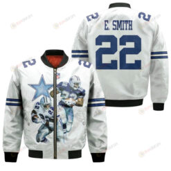 Dallas Cowboys Emmitt Smith Pattern Bomber Jacket - White