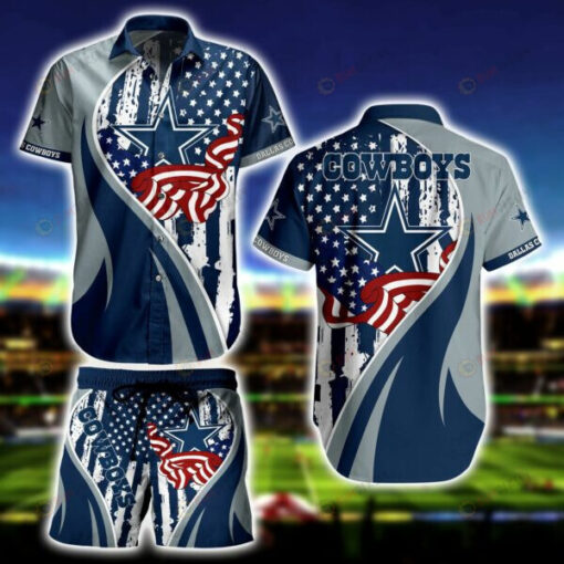 Dallas Cowboys Flag American Set ??3D Printed Hawaiian Shirt