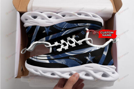 Dallas Cowboys Logo Color Stripe Pattern Custom Name 3D Max Soul Sneaker Shoes