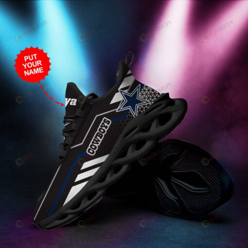 Dallas Cowboys Logo Custom Name 3D Max Soul Sneaker Shoes In Black