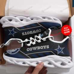 Dallas Cowboys Logo Custom Name Pattern 3D Max Soul Sneaker Shoes In Black And Blue