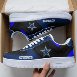 Dallas Cowboys Logo Pattern Air Force 1 Printed In Black Neon Blue