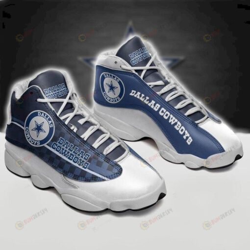 Dallas Cowboys Logo Pattern Air Jordan 13 Shoes Sneakers In Blue