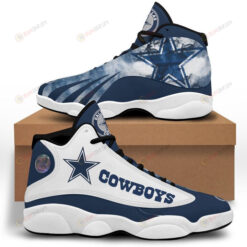 Dallas Cowboys Logo Pattern Air Jordan 13 Shoes Sneakers In White And Blue
