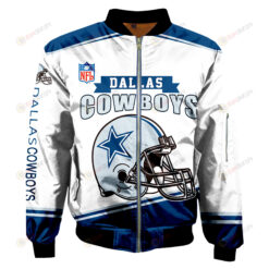 Dallas Cowboys Logo Pattern Bomber Jacket - Blue And White